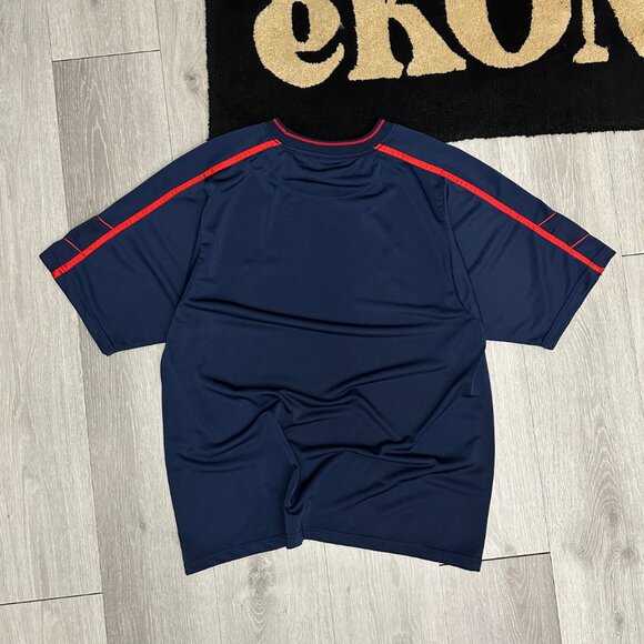 Vintage Spalding #9 Men's Navy Blue/Red Athletic Jersey T-Shirt - Size Large - Picture 2 of 5